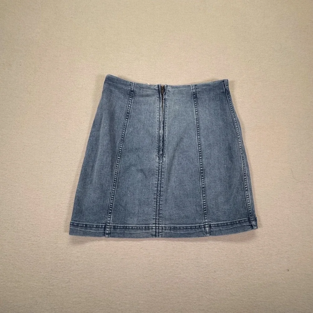 Free People Womens Denim Skirt A-Line Blue Seam‎ Detail Mini Size 10